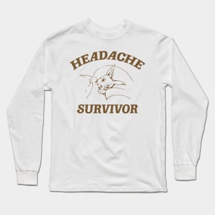 Headache survivor T Shirt, Meme T Shirt, Vintage Cartoon T Shirt, Aesthetic Tee, Unisex Long Sleeve T-Shirt